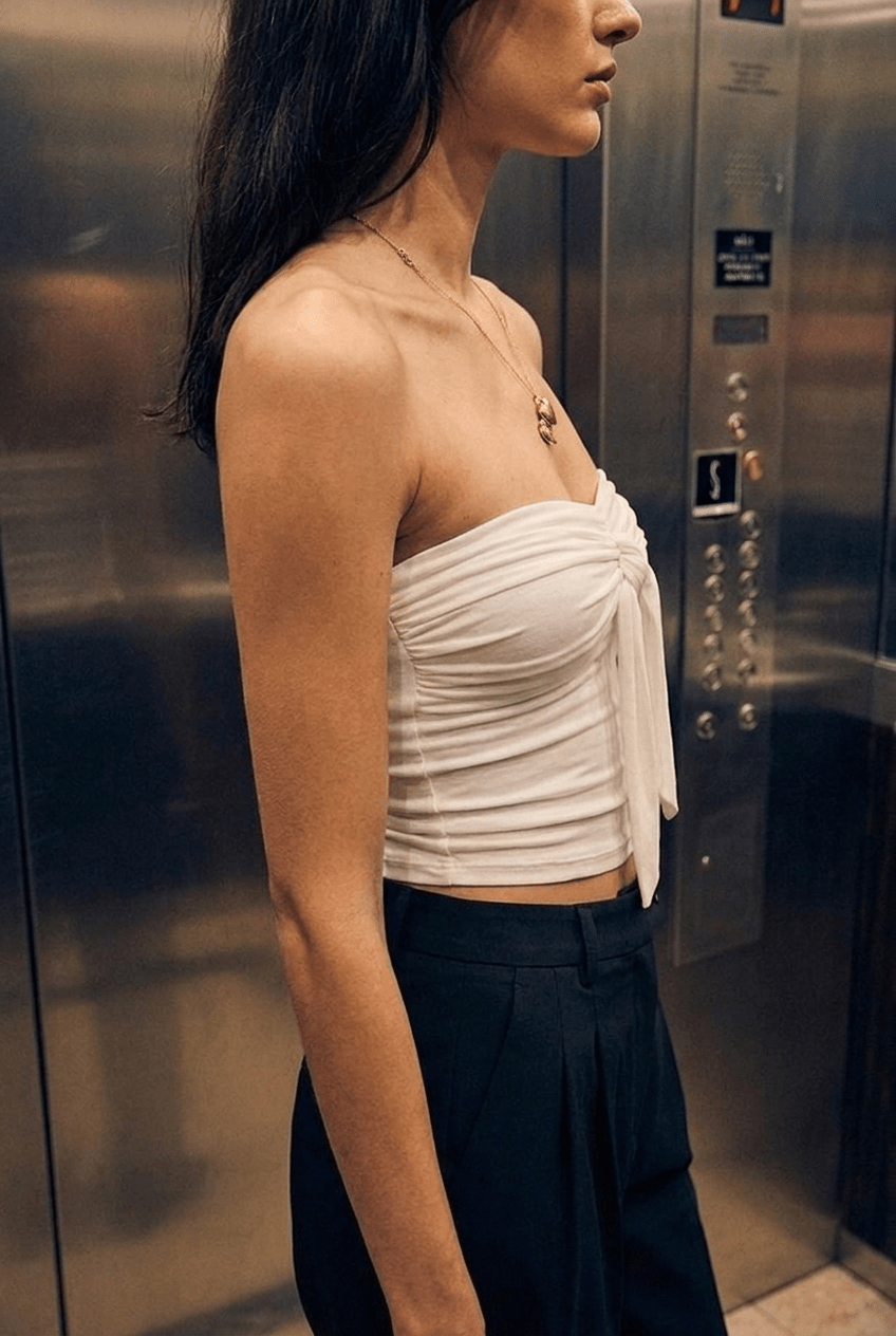 White Slinky Halter Top - BEEGLEE