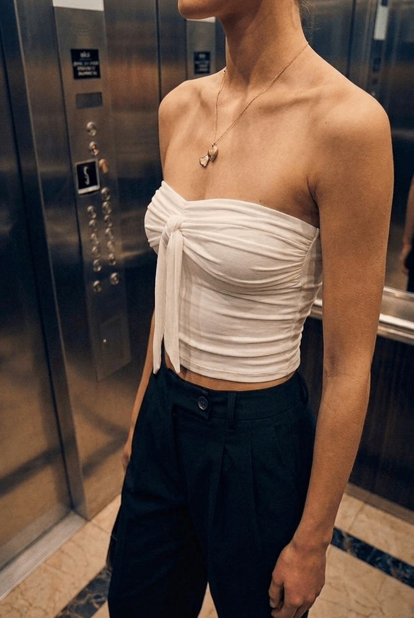 White Slinky Halter Top - BEEGLEE