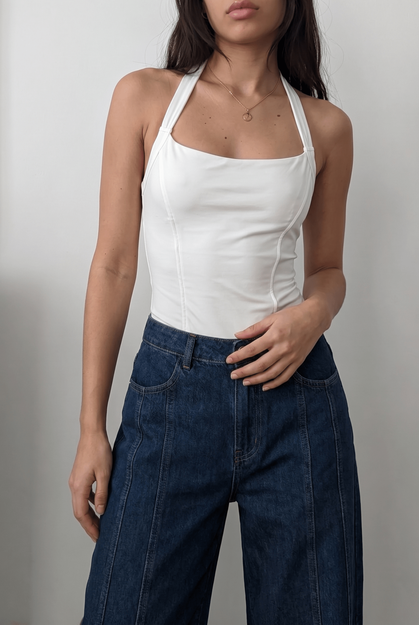 White Straight - Up Bodysuit - BEEGLEE