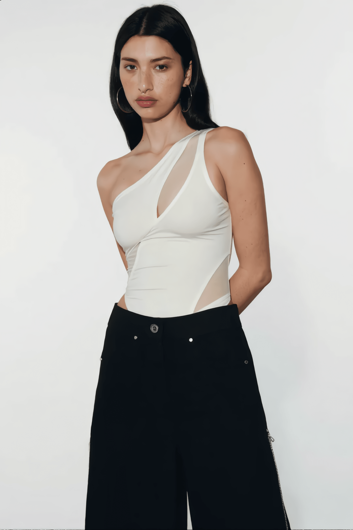 White Swirl Mesh Bodysuit - BEEGLEE