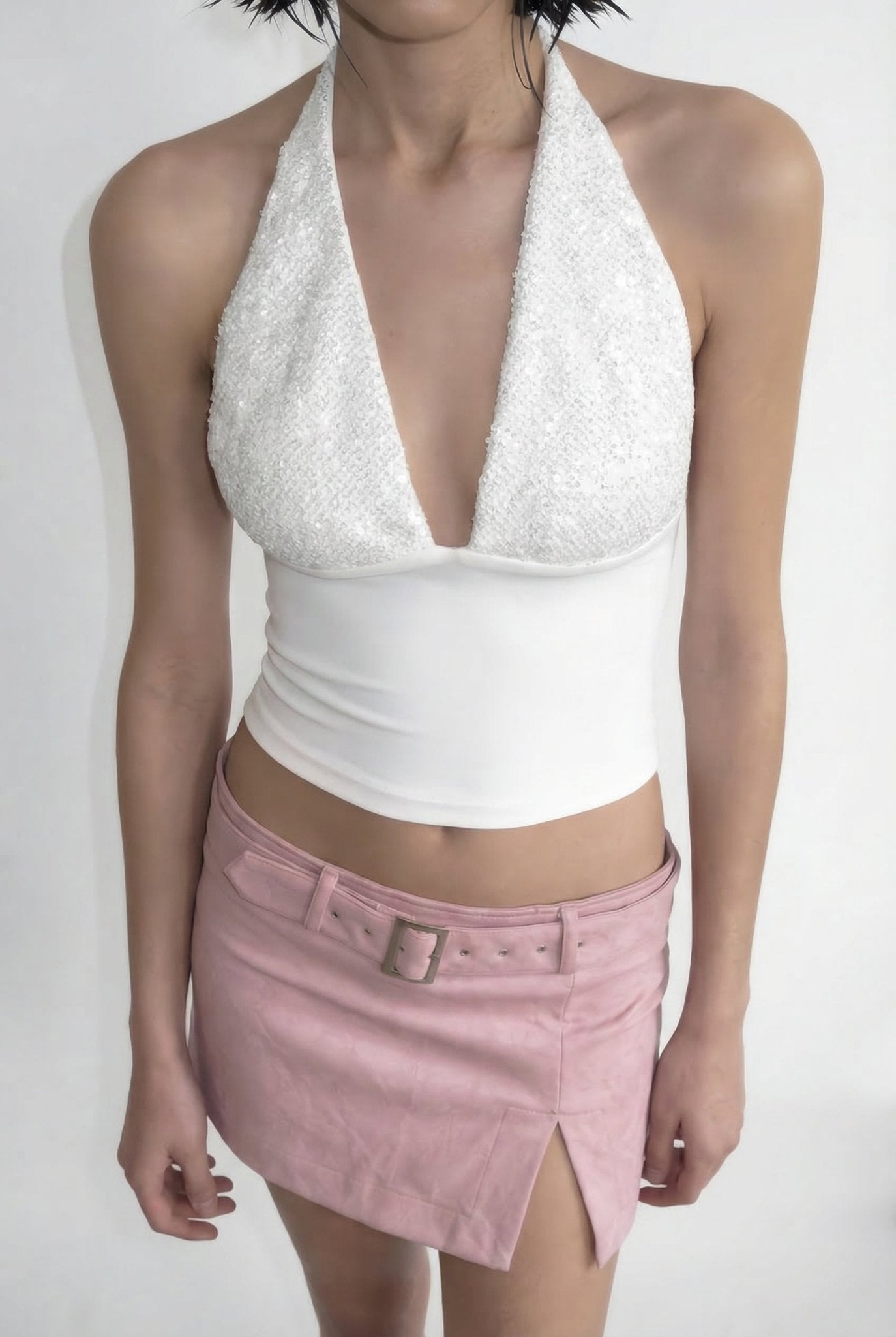 White Veil Sequin Top - BEEGLEE