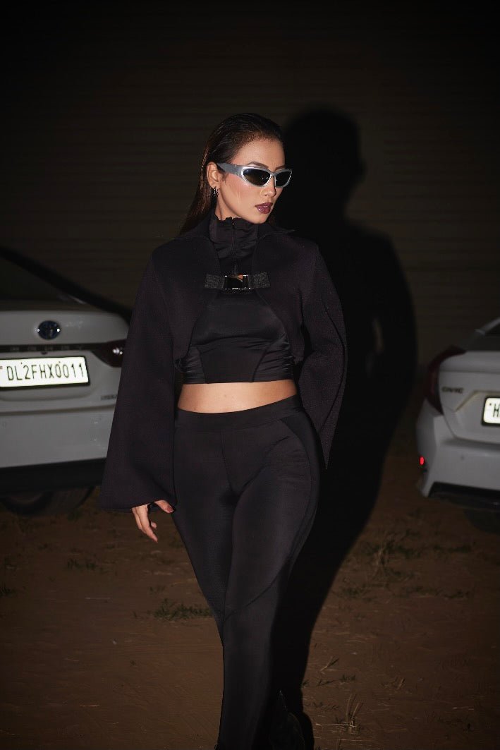 Black Arcane Buckled Blazer - BEEGLEE