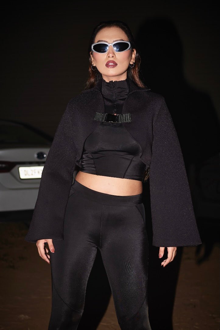 Black Arcane Buckled Blazer - BEEGLEE