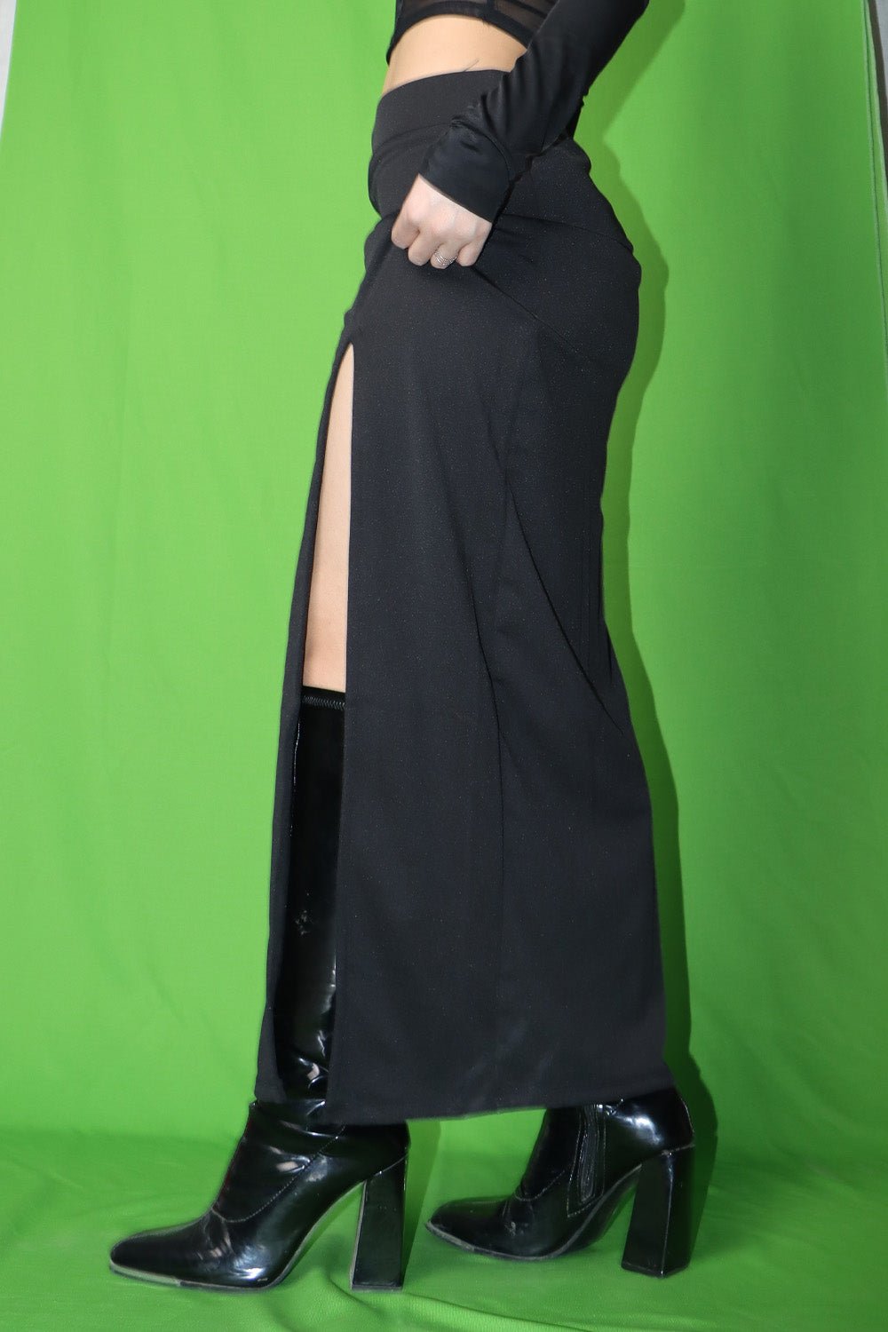 Black High Slit Long Skirt - BEEGLEE