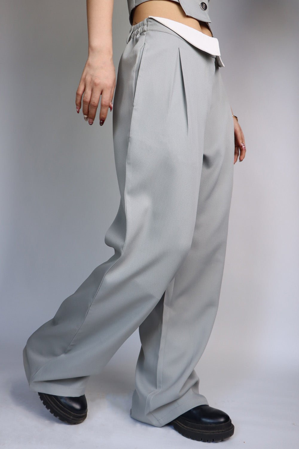 Cool Grey Rory Tailored Korean Trouser - BEEGLEE