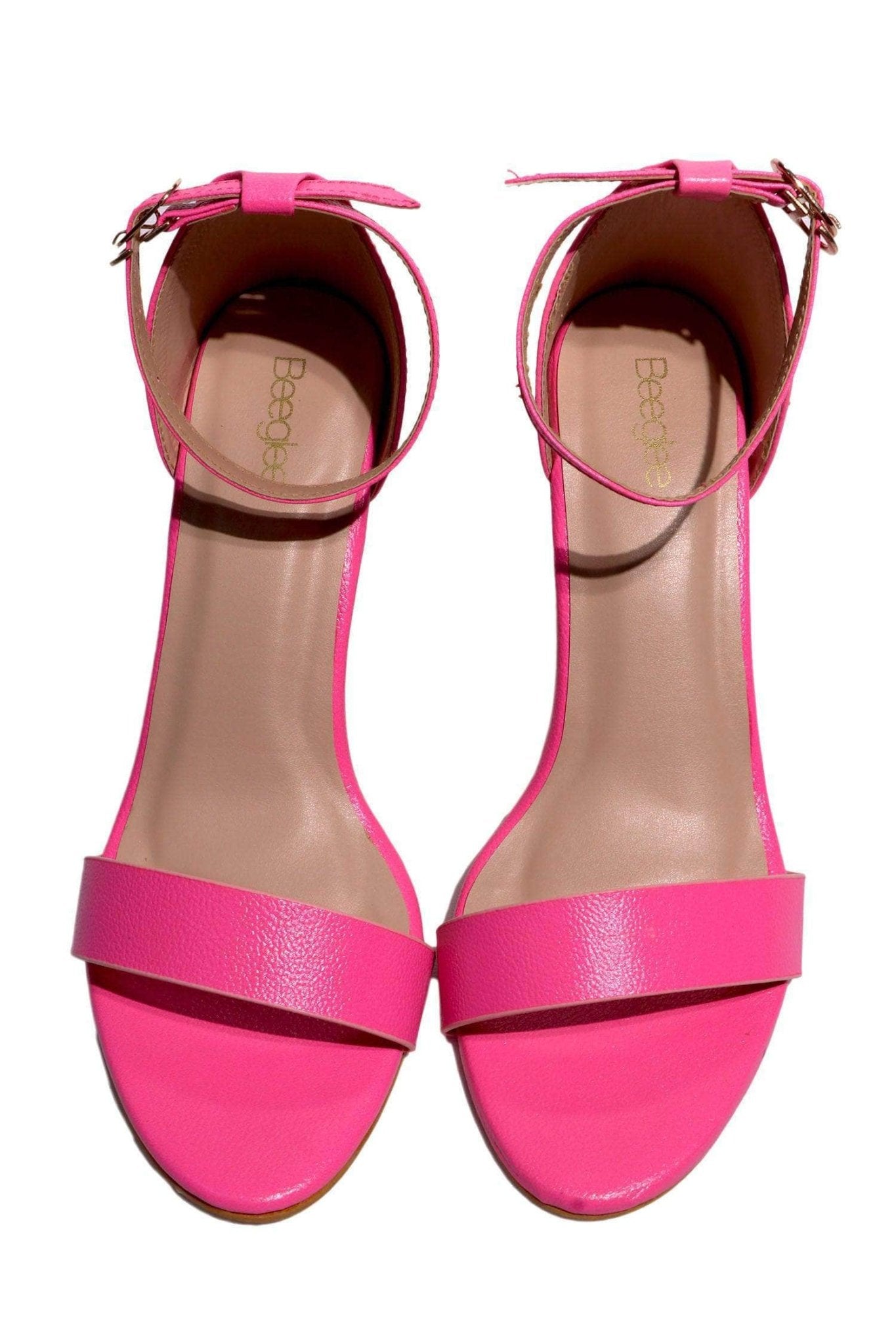 Hot Pink Ankle Strap Clear Block Heel Sandals - BEEGLEE