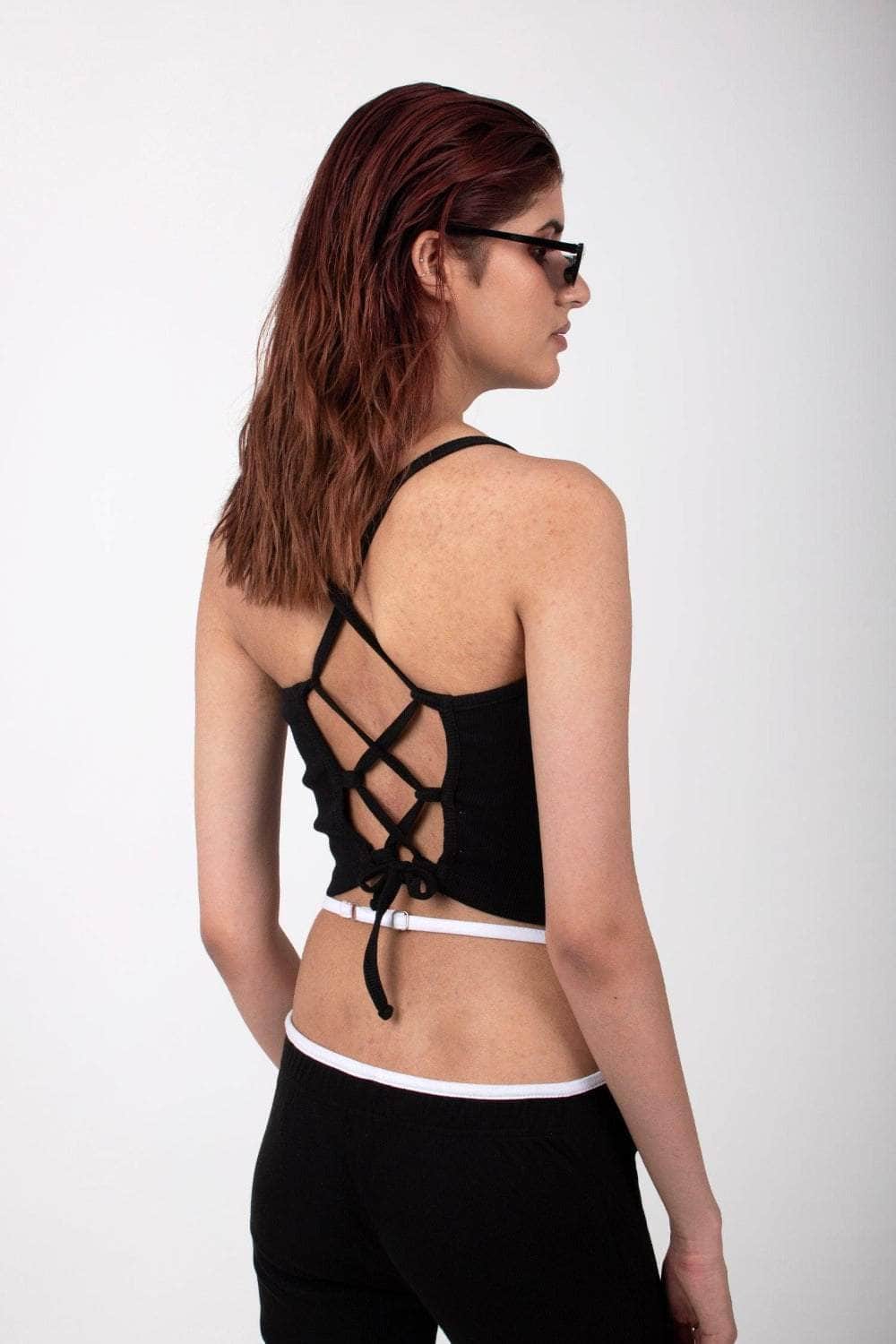 Lace Up Back top - BEEGLEE