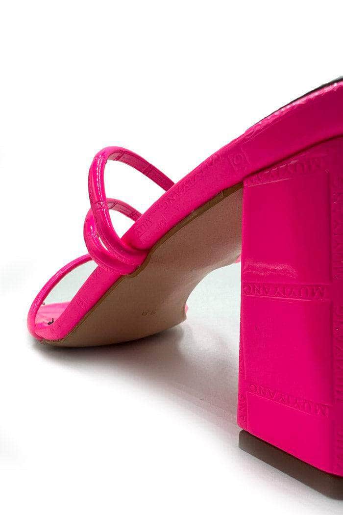 Neon Pink Square Toe Heels - BEEGLEE
