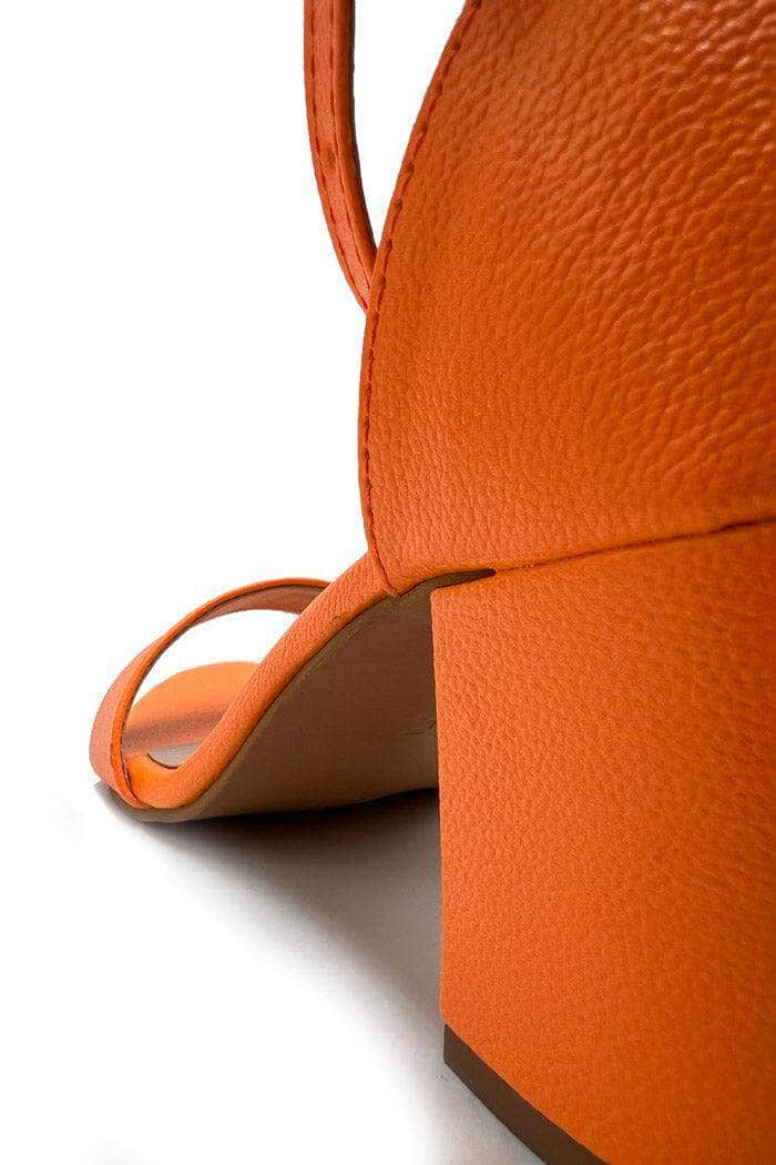 Orange Matte Heels With Buckle Closure - BEEGLEE