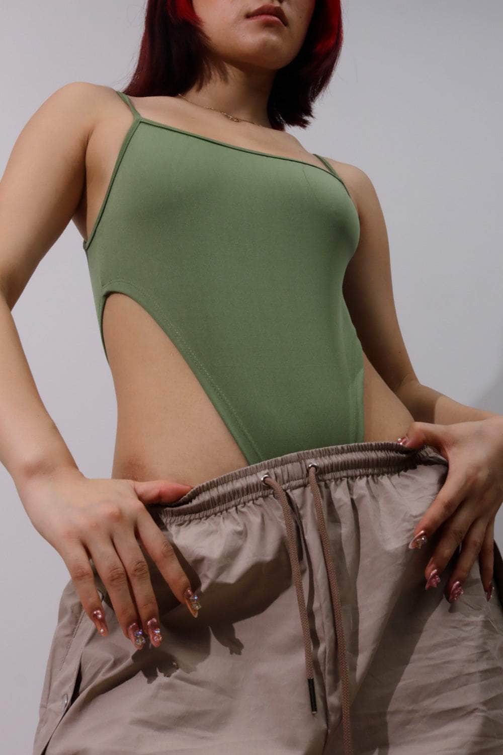 Organic Green Extra Deep Strap Bodysuit - BEEGLEE