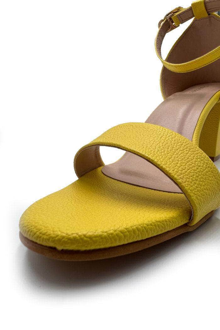 Yellow Matte Heels With Buckle Closure - BEEGLEE
